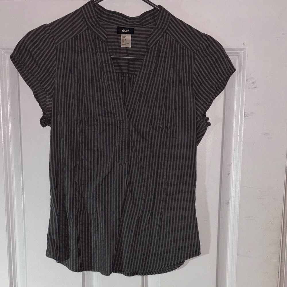 H&M Charcoal Pinstripe Blouse